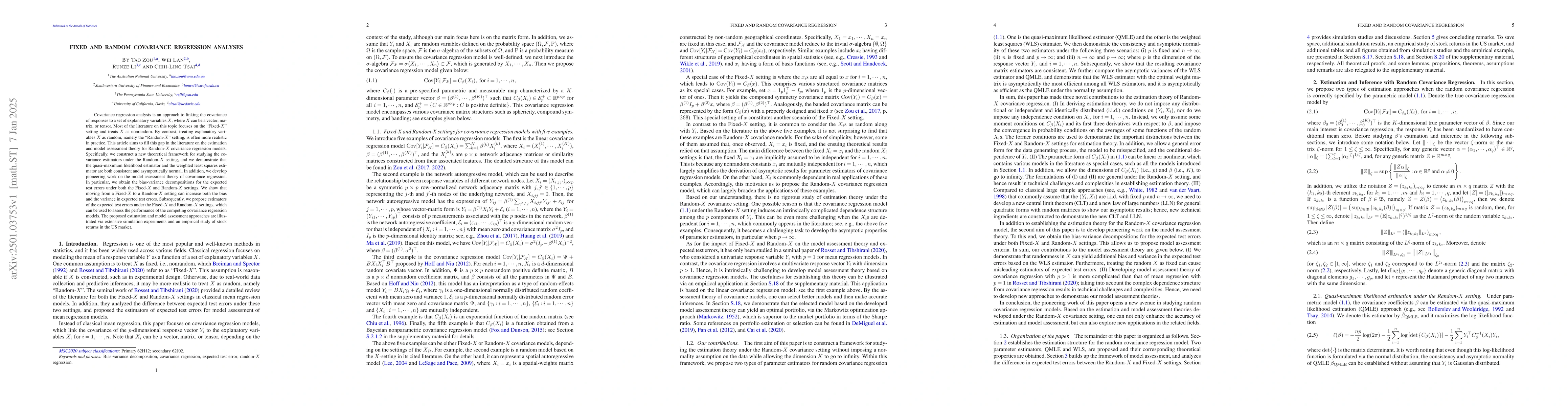 Thumbnail for Fixed and Random Covariance Regression Analyses