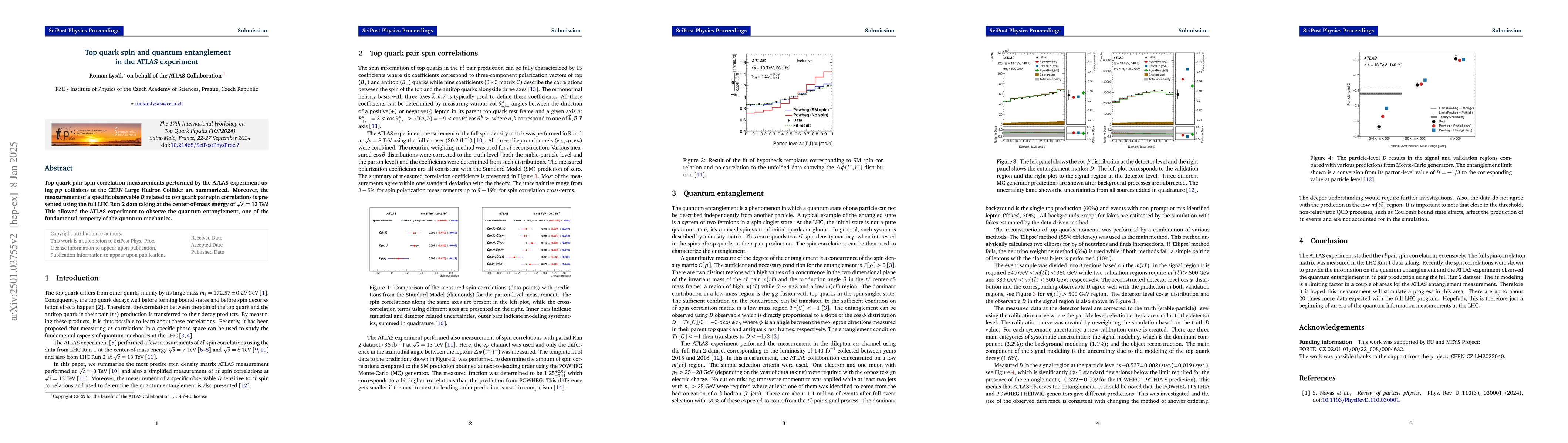 Thumbnail for Top quark spin and quantum entanglement in the ATLAS experiment