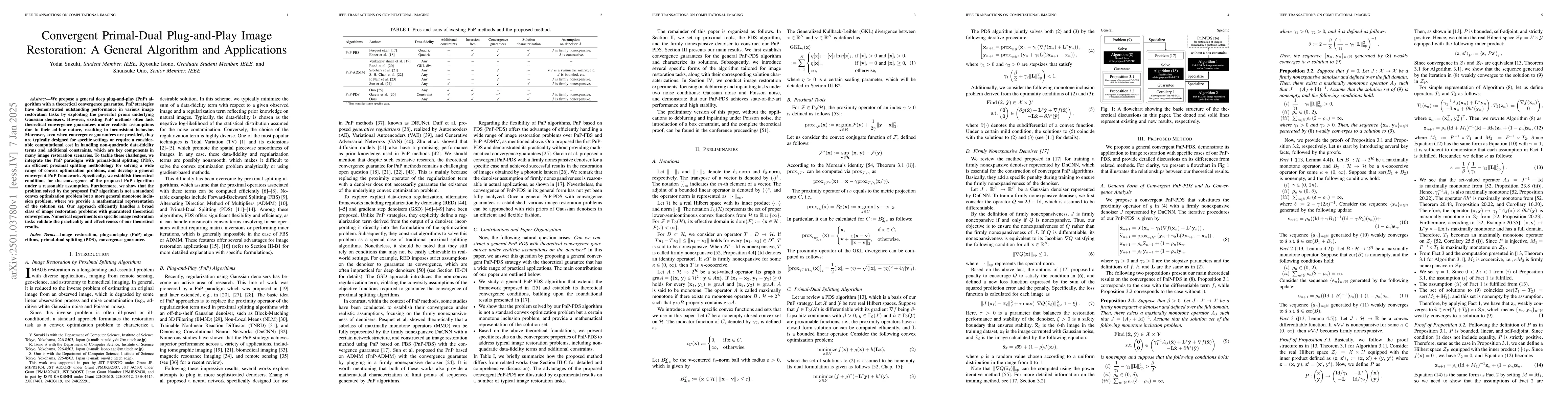 Thumbnail for Convergent Primal-Dual Plug-and-Play Image Restoration: A General
  Algorithm and Applications