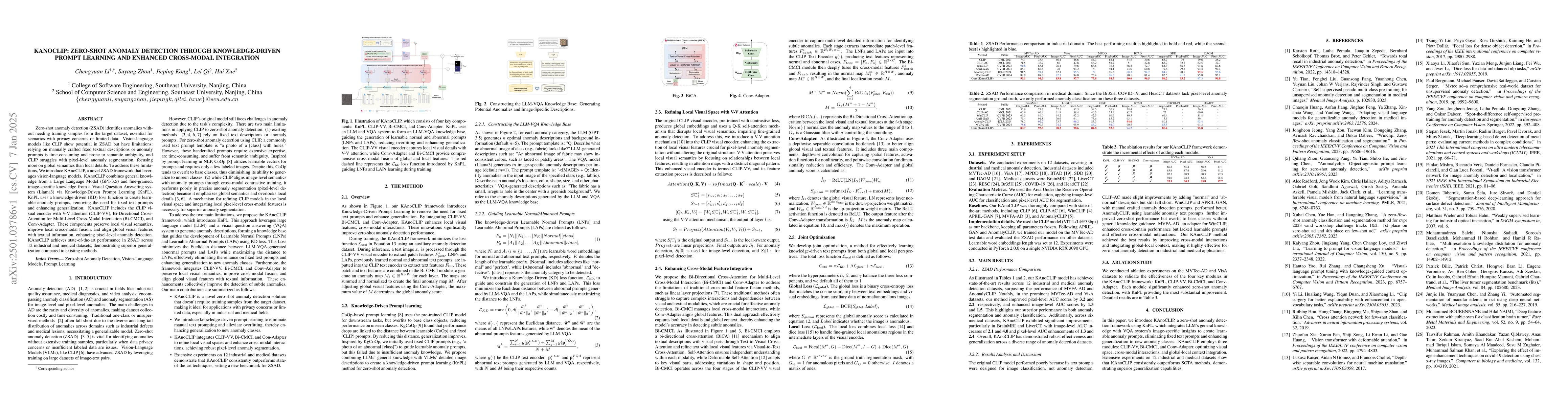 Thumbnail for KAnoCLIP: Zero-Shot Anomaly Detection through Knowledge-Driven Prompt
  Learning and Enhanced Cross-Modal Integration