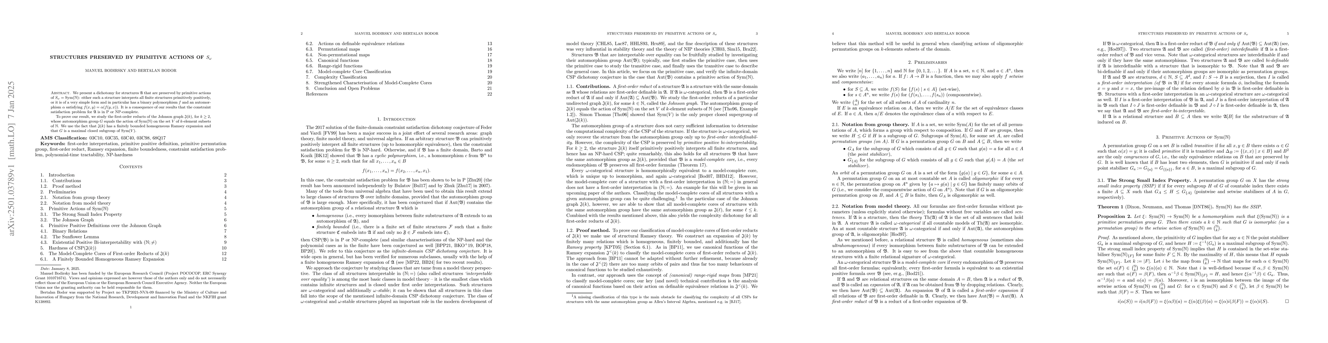 Thumbnail for Structures preserved by primitive actions of $S_ω$