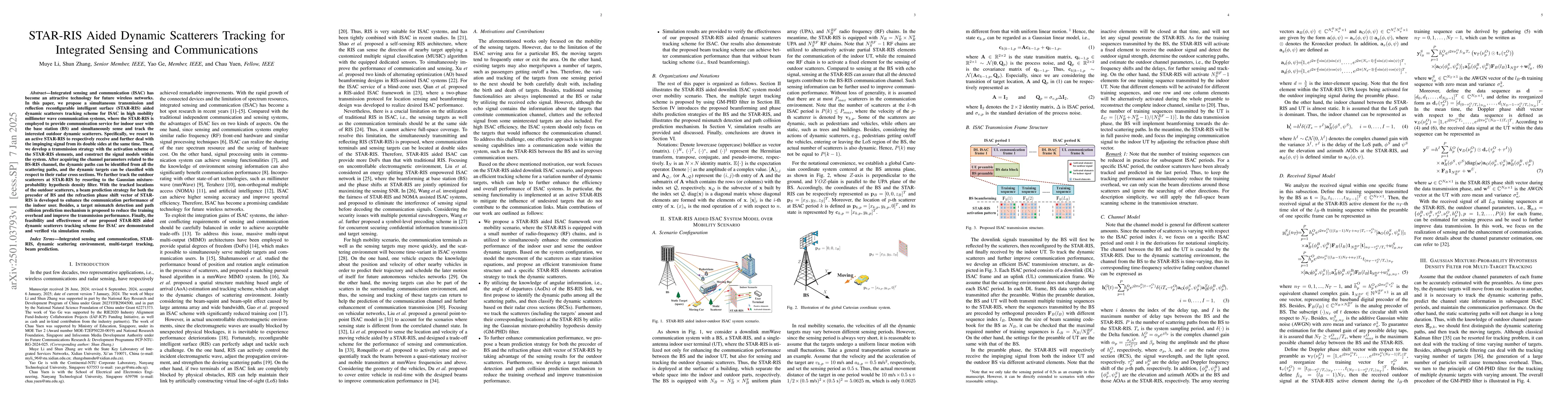 Thumbnail for STAR-RIS Aided Dynamic Scatterers Tracking for Integrated Sensing and
  Communications