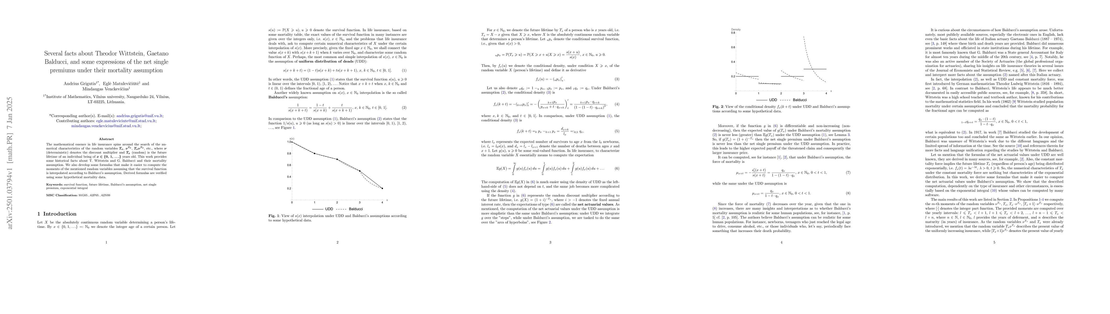 Thumbnail for Several facts about Theodor Wittstein, Gaetano Balducci, and some
  expressions of the net single premiums under their mortality assumption