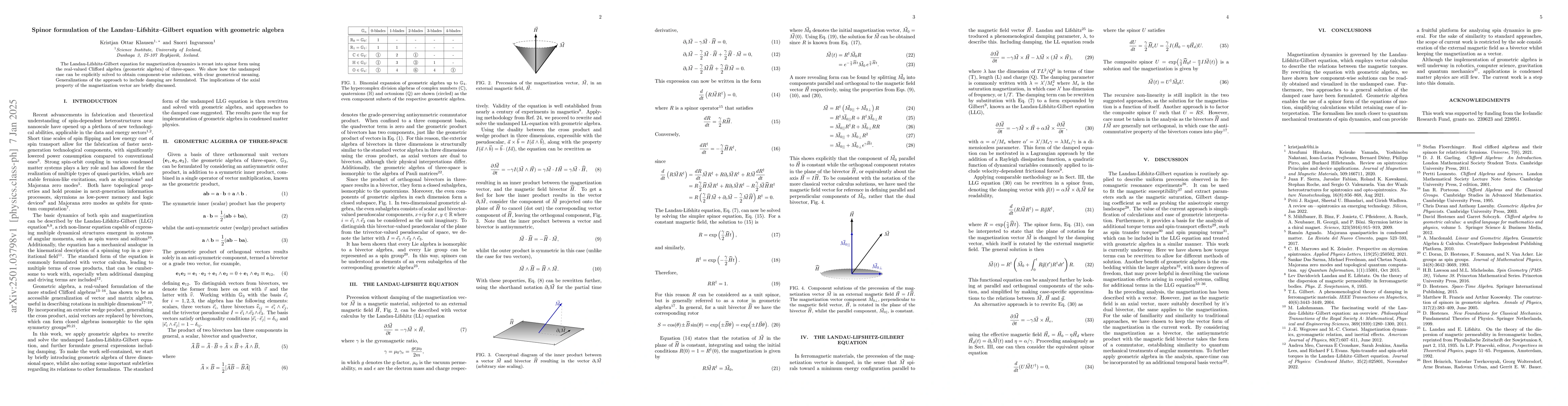 Thumbnail for Spinor formulation of the Landau-Lifshitz-Gilbert equation with
  geometric algebra