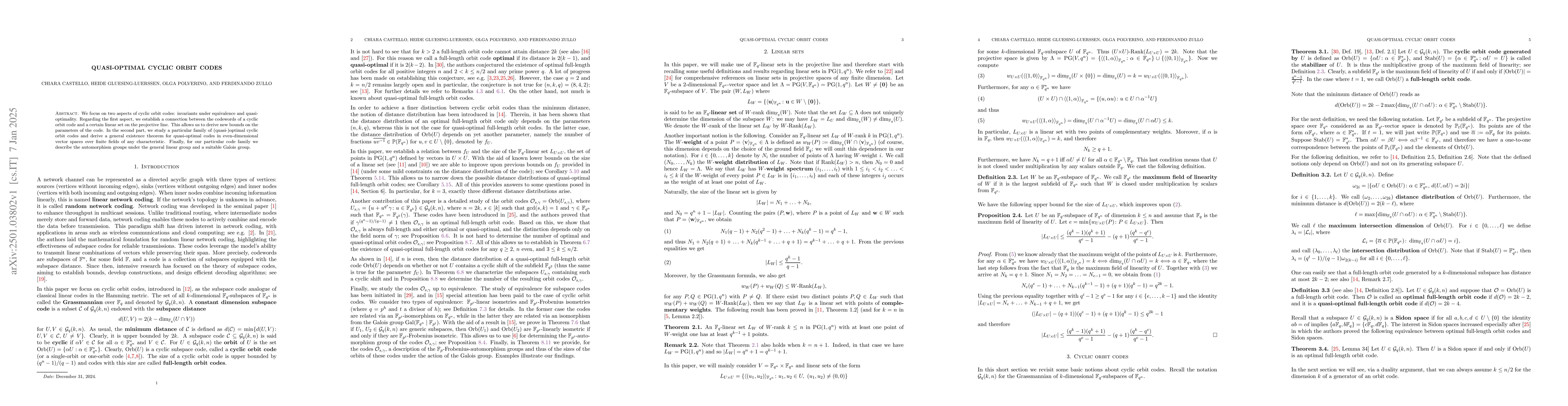 Thumbnail for Quasi-optimal cyclic orbit codes