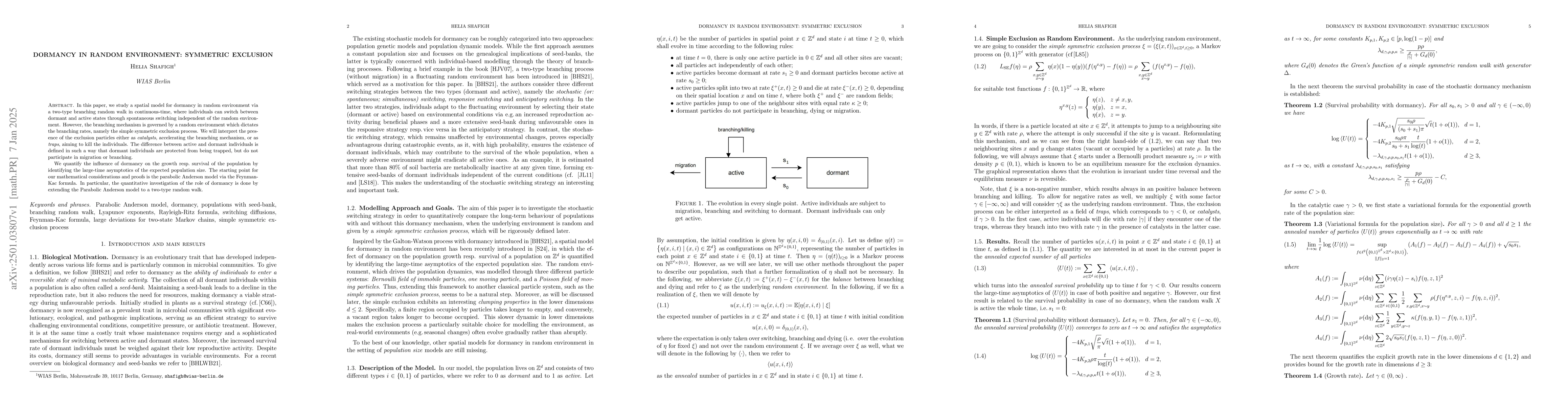 Thumbnail for Dormancy in random environment: Symmetric exclusion