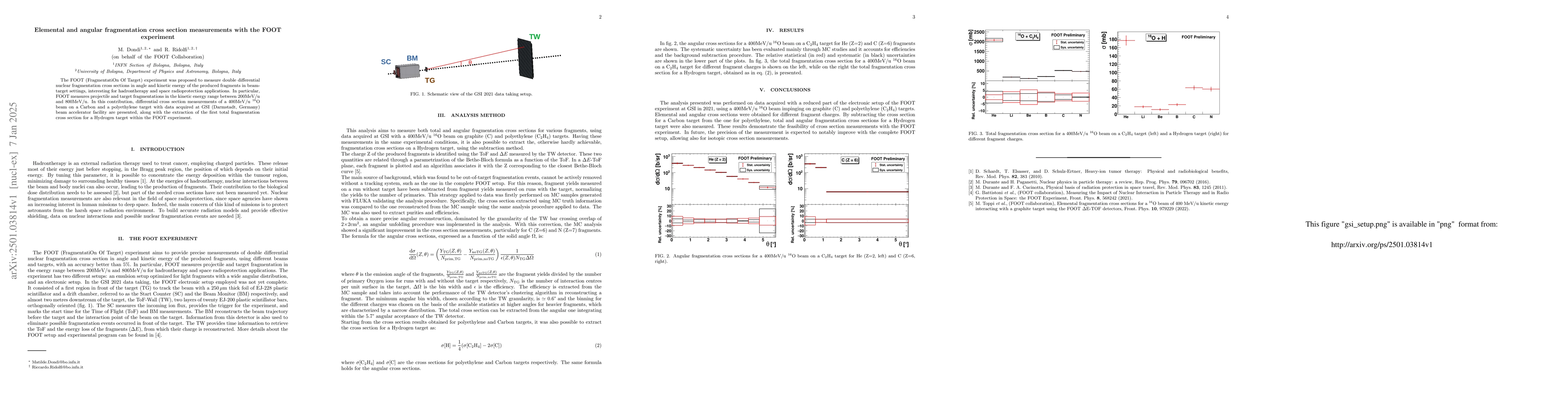 Thumbnail for Elemental and angular fragmentation cross section measurements with the
  FOOT experiment