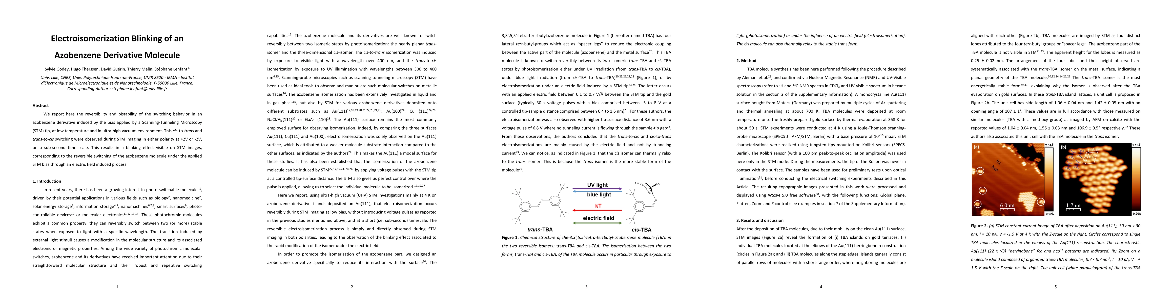 Thumbnail for Electroisomerization blinking of an azobenzene derivative molecule