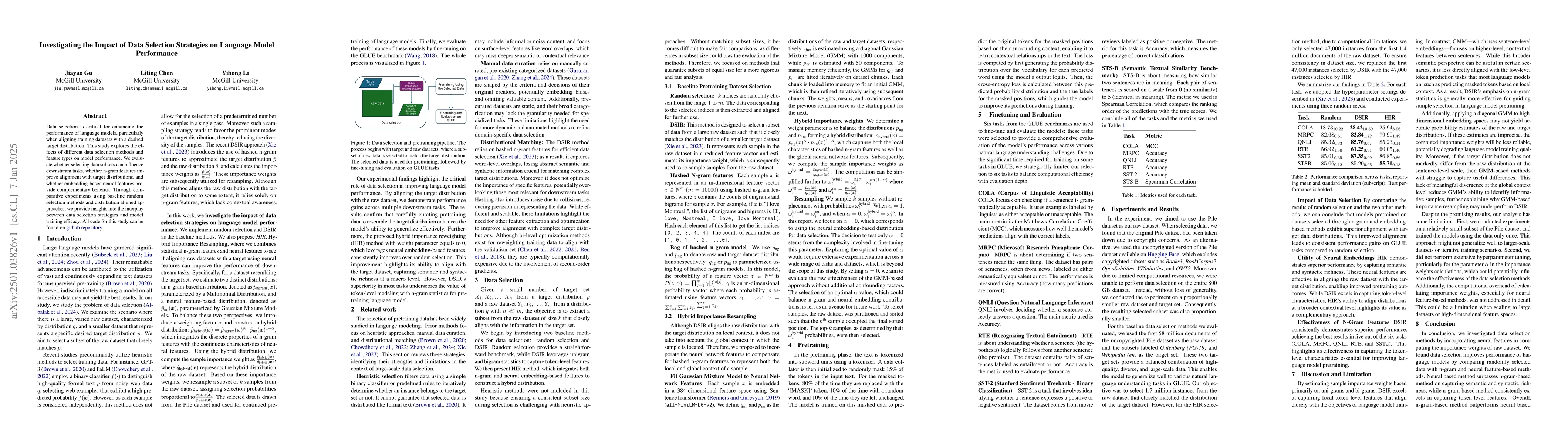 Thumbnail for Investigating the Impact of Data Selection Strategies on Language Model
  Performance
