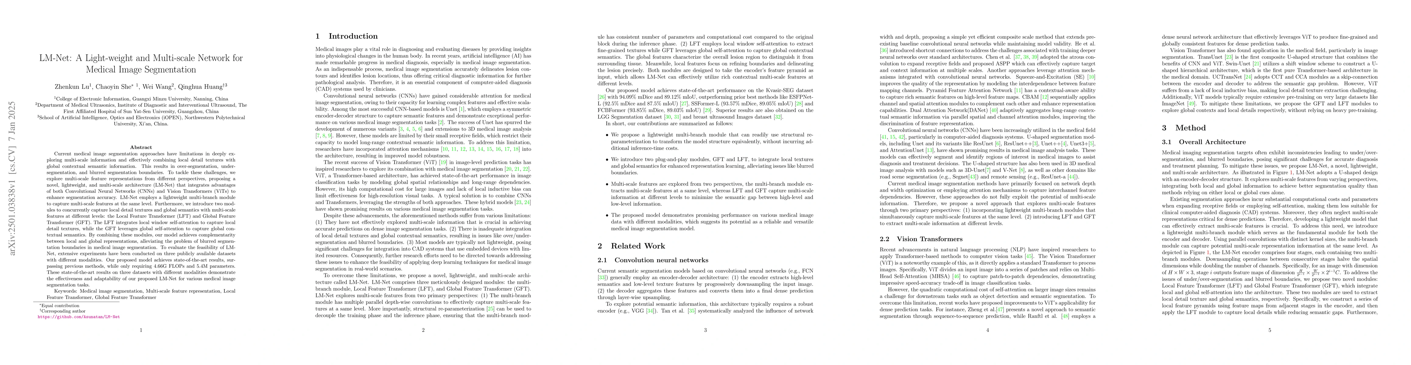 Thumbnail for LM-Net: A Light-weight and Multi-scale Network for Medical Image
  Segmentation