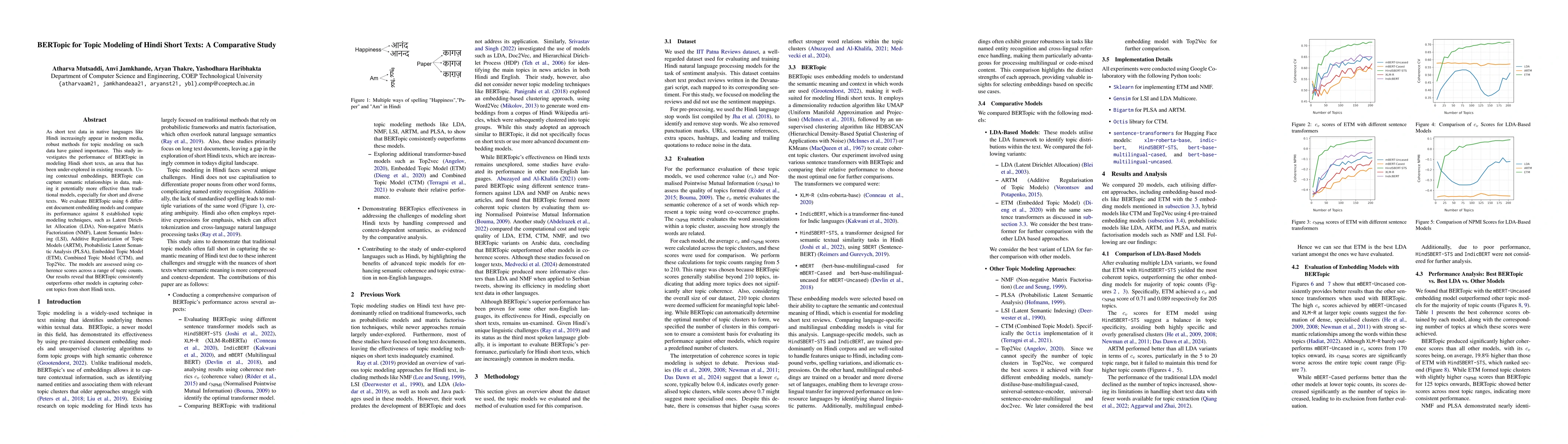 Thumbnail for BERTopic for Topic Modeling of Hindi Short Texts: A Comparative Study