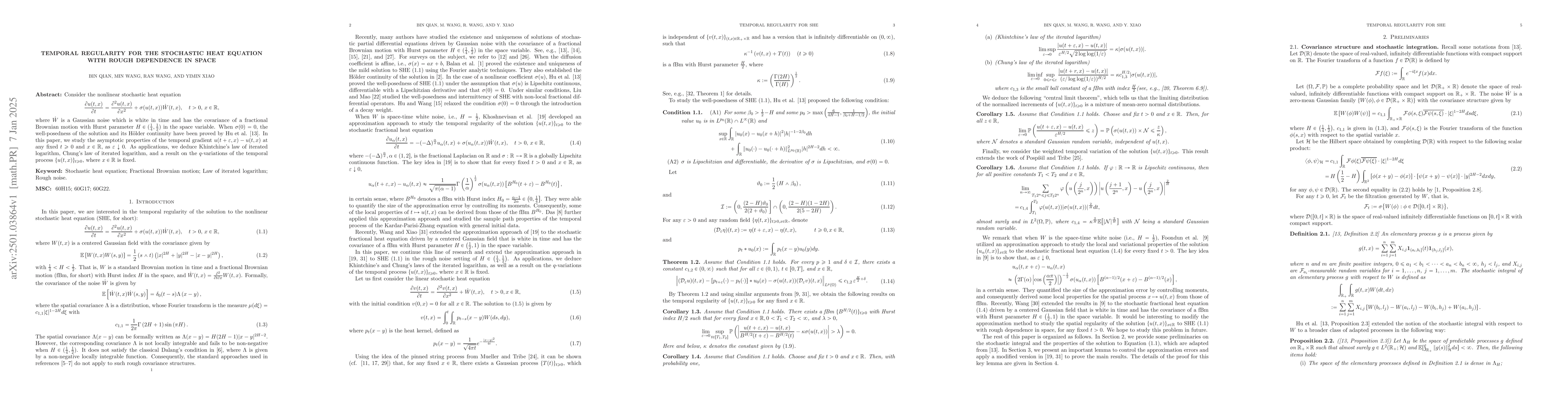 Thumbnail for Temporal regularity for the stochastic heat equation with rough
  dependence in space