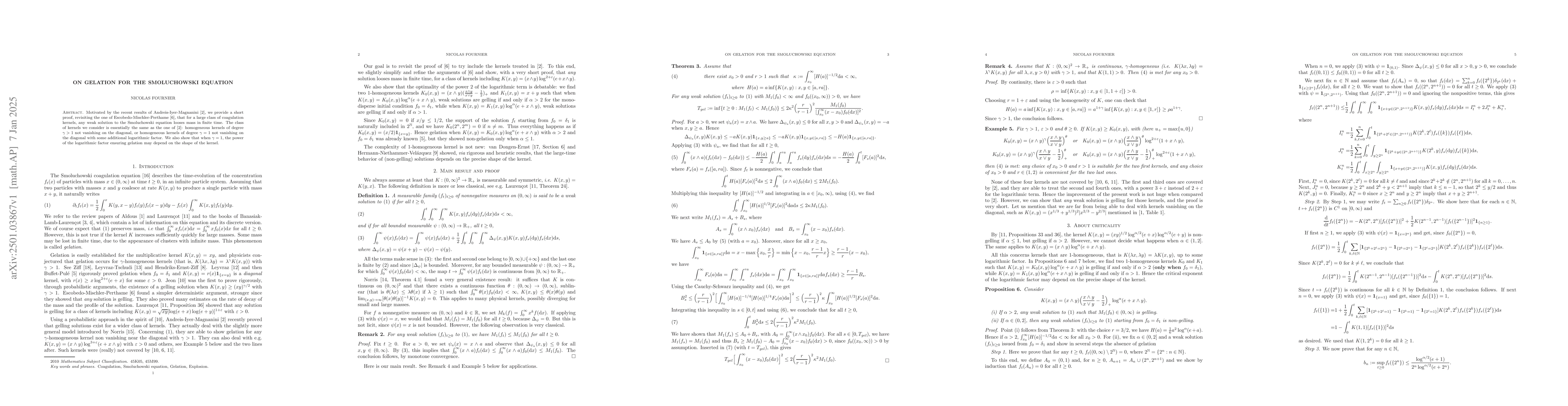 Thumbnail for On gelation for the Smoluchowski equation