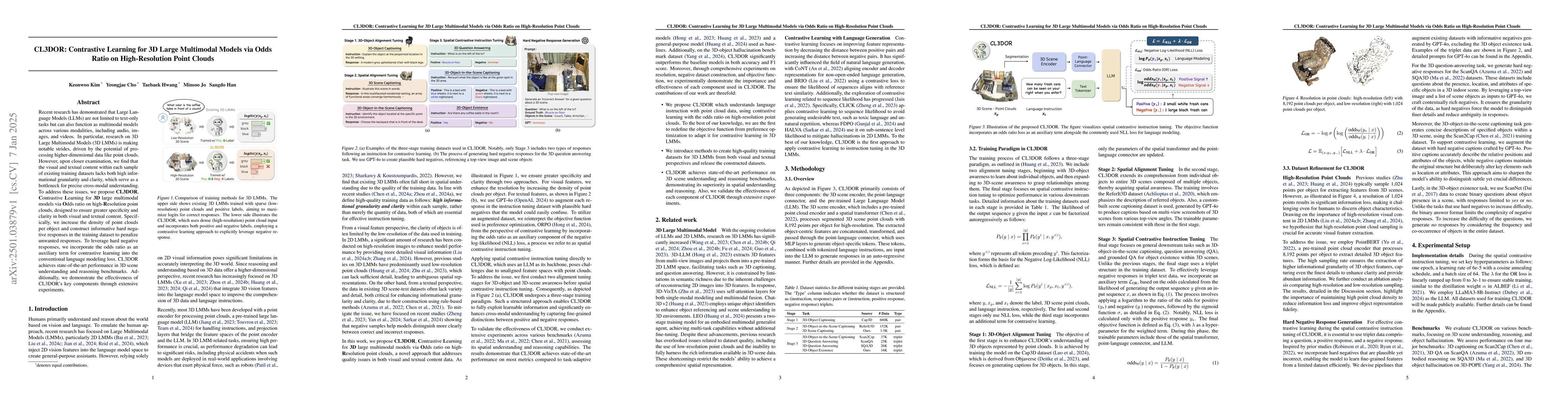 Thumbnail for CL3DOR: Contrastive Learning for 3D Large Multimodal Models via Odds
  Ratio on High-Resolution Point Clouds