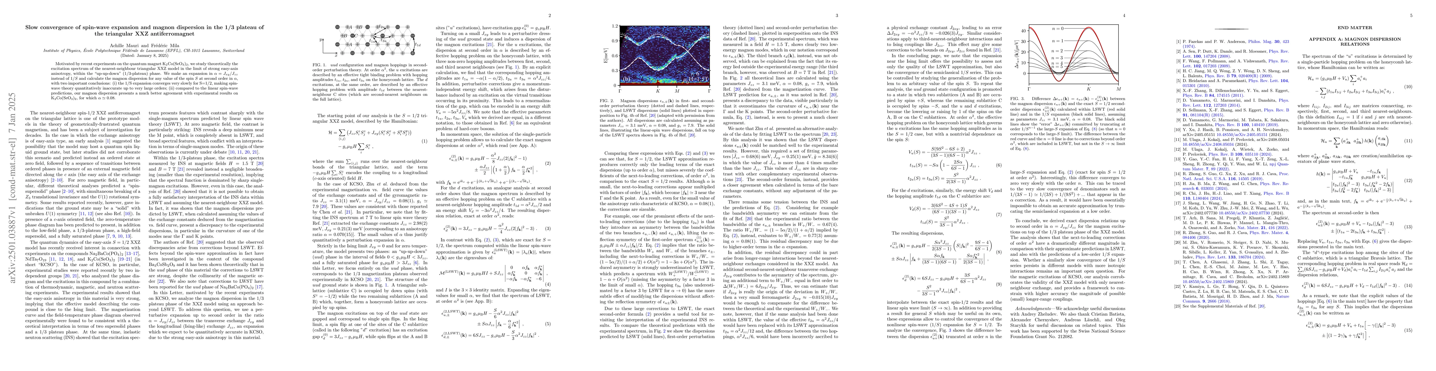 Thumbnail for Slow convergence of spin-wave expansion and magnon dispersion in the 1/3
  plateau of the triangular XXZ antiferromagnet