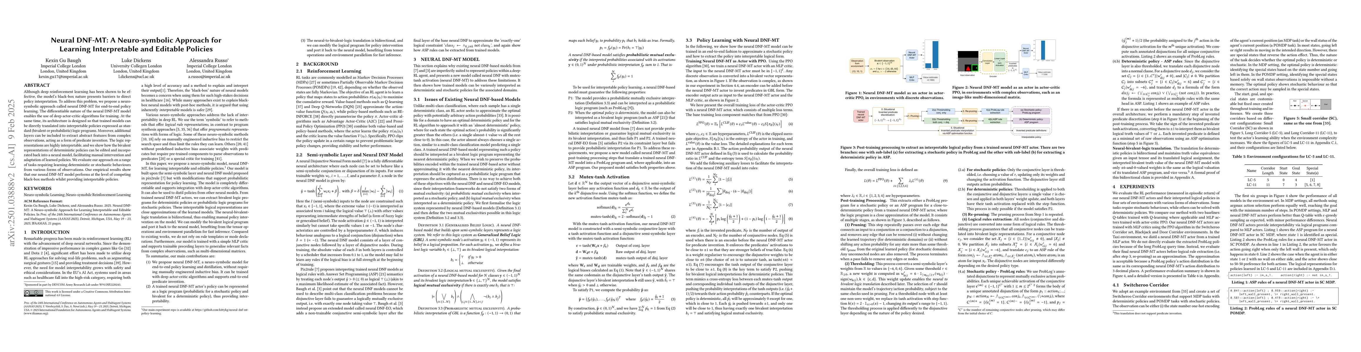 Thumbnail for Neural DNF-MT: A Neuro-symbolic Approach for Learning Interpretable and
  Editable Policies