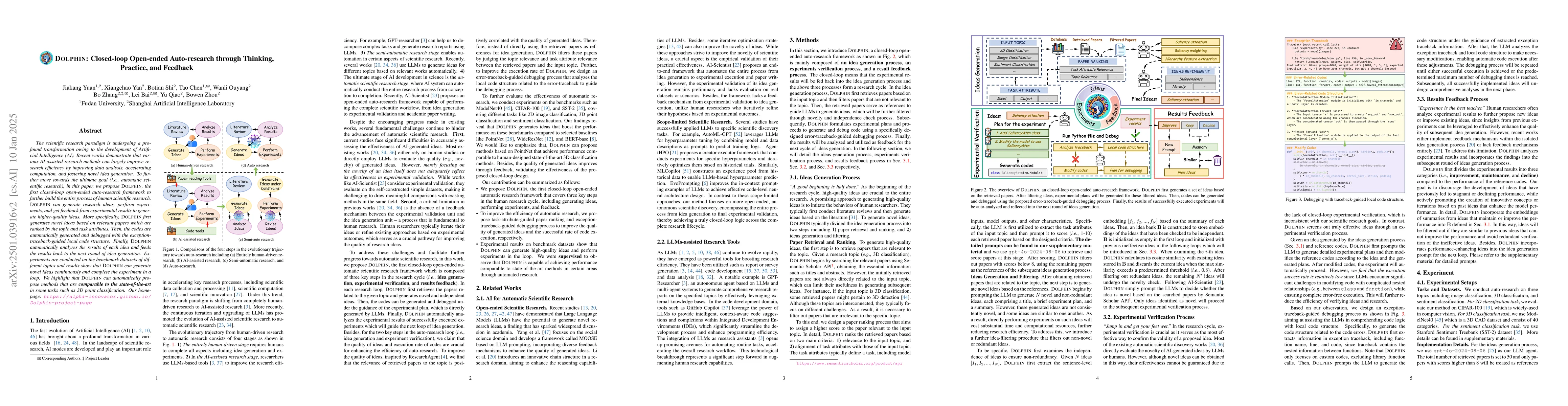 Thumbnail for Dolphin: Closed-loop Open-ended Auto-research through Thinking,
  Practice, and Feedback