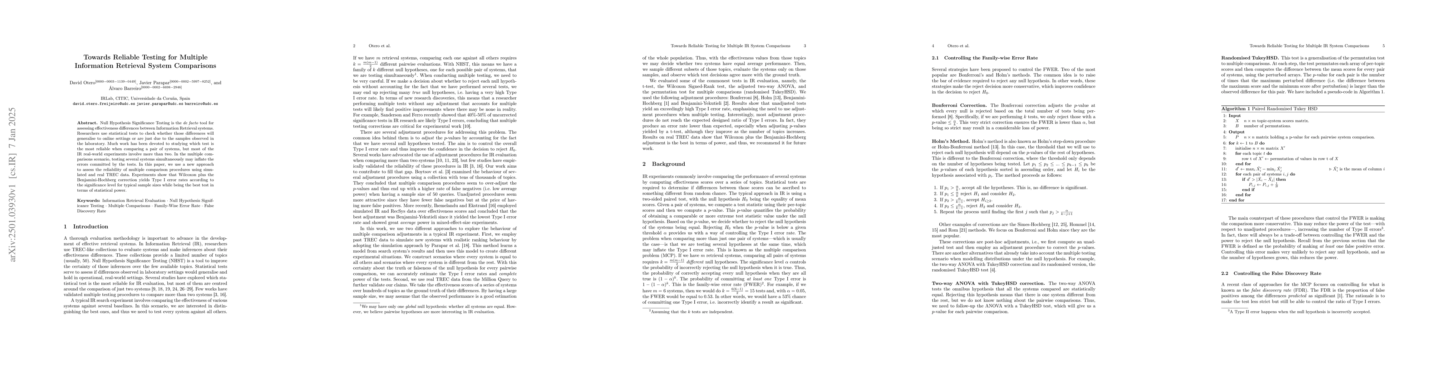 Thumbnail for Towards Reliable Testing for Multiple Information Retrieval System
  Comparisons