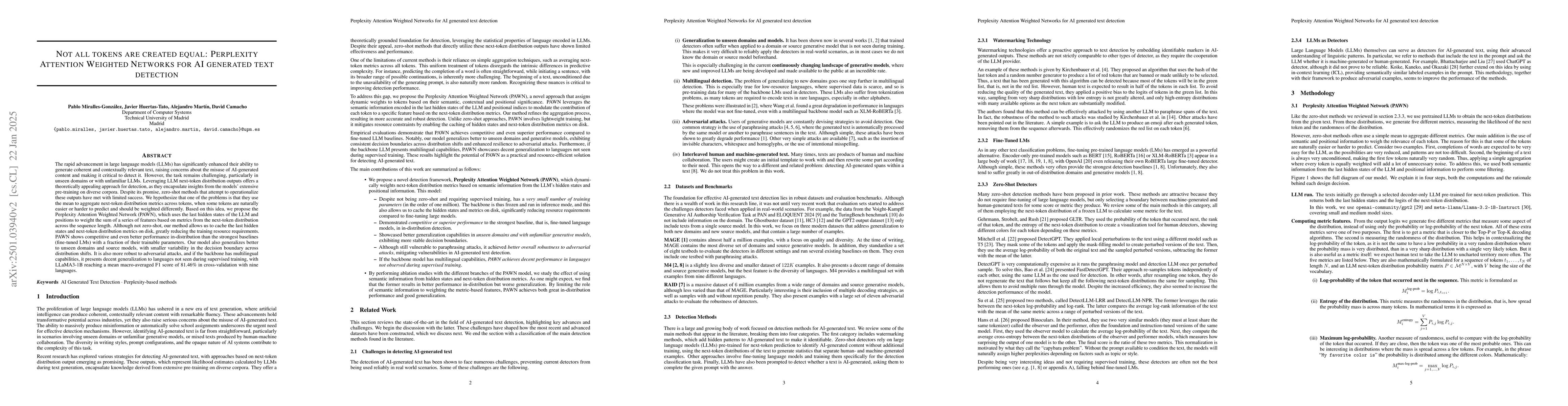 Thumbnail for Not all tokens are created equal: Perplexity Attention Weighted Networks
  for AI generated text detection