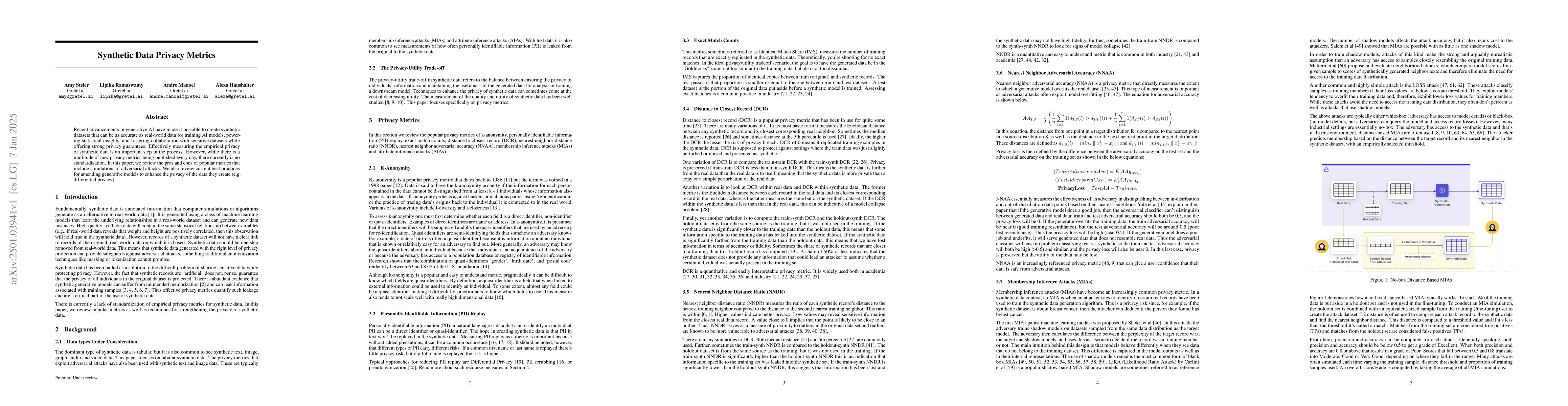 Thumbnail for Synthetic Data Privacy Metrics