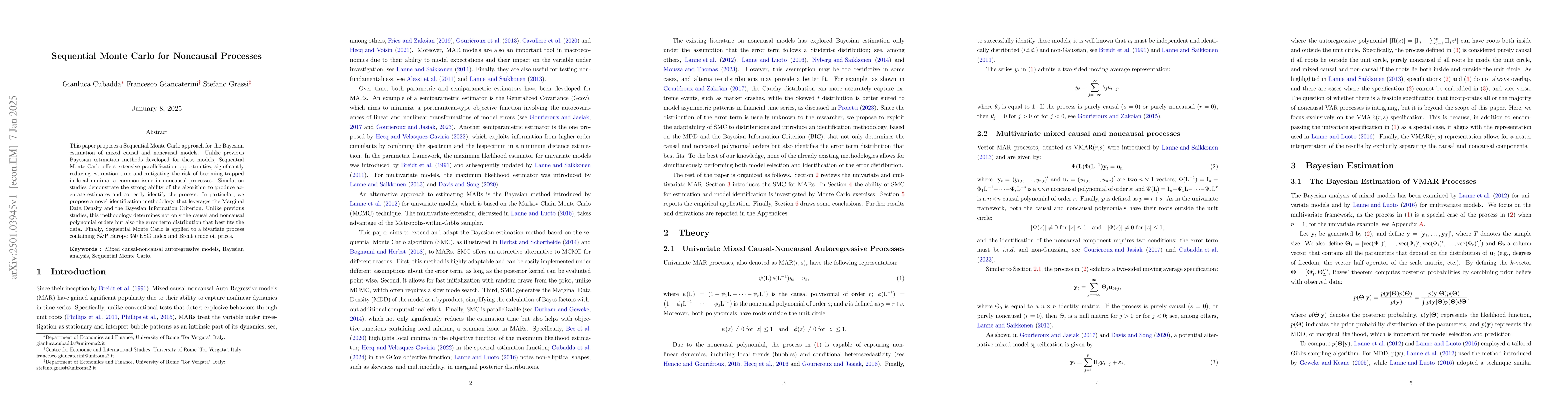 Thumbnail for Sequential Monte Carlo for Noncausal Processes