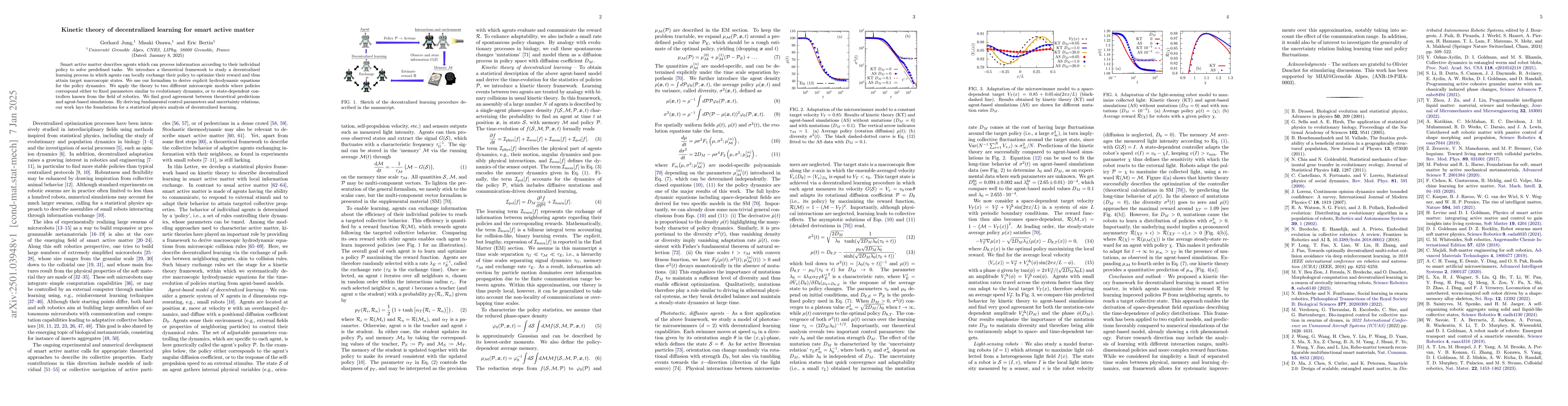 Thumbnail for Kinetic theory of decentralized learning for smart active matter