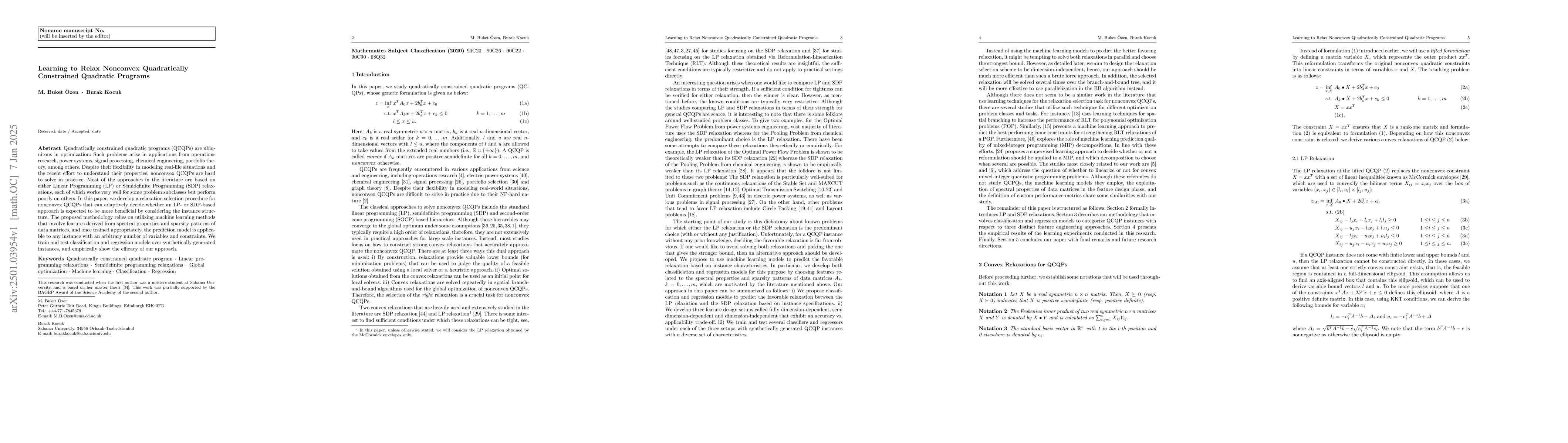 Thumbnail for Learning to Relax Nonconvex Quadratically Constrained Quadratic Programs