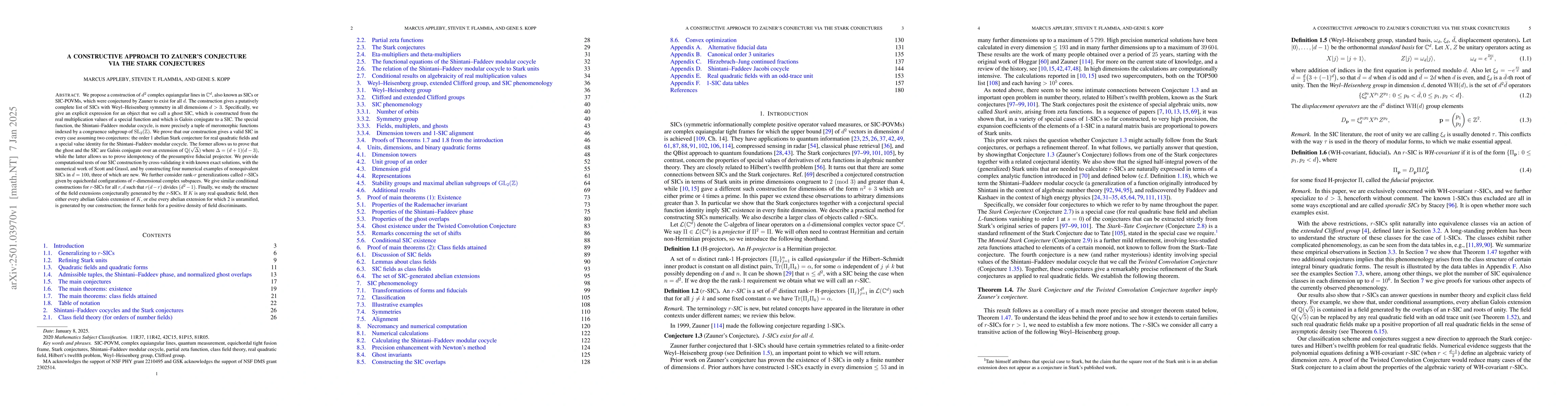 Thumbnail for A Constructive Approach to Zauner's Conjecture via the Stark Conjectures