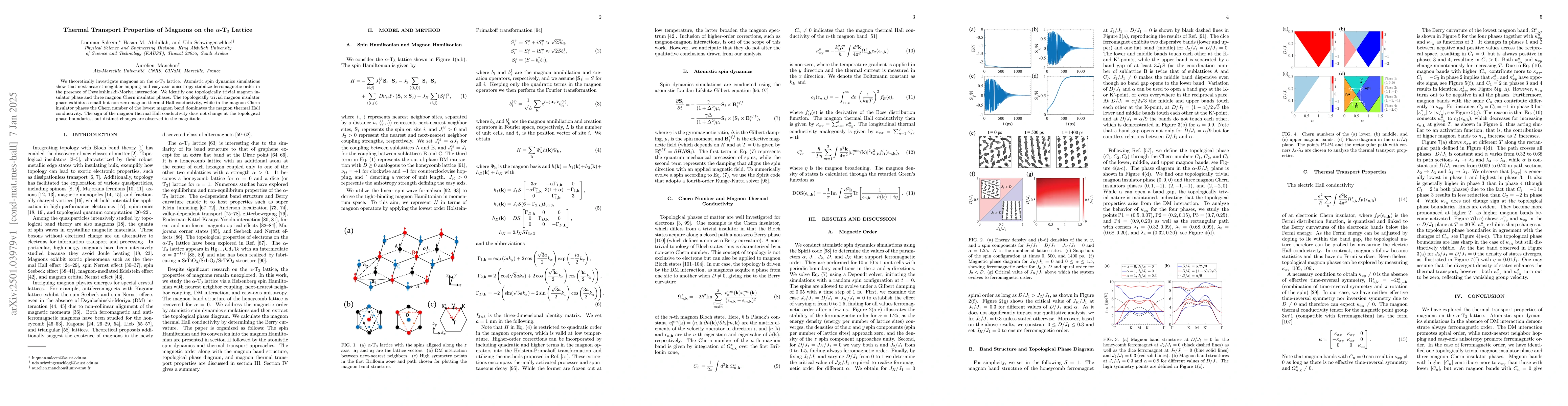 Thumbnail for Thermal Transport Properties of Magnons on the $α$-T$_3$ Lattice