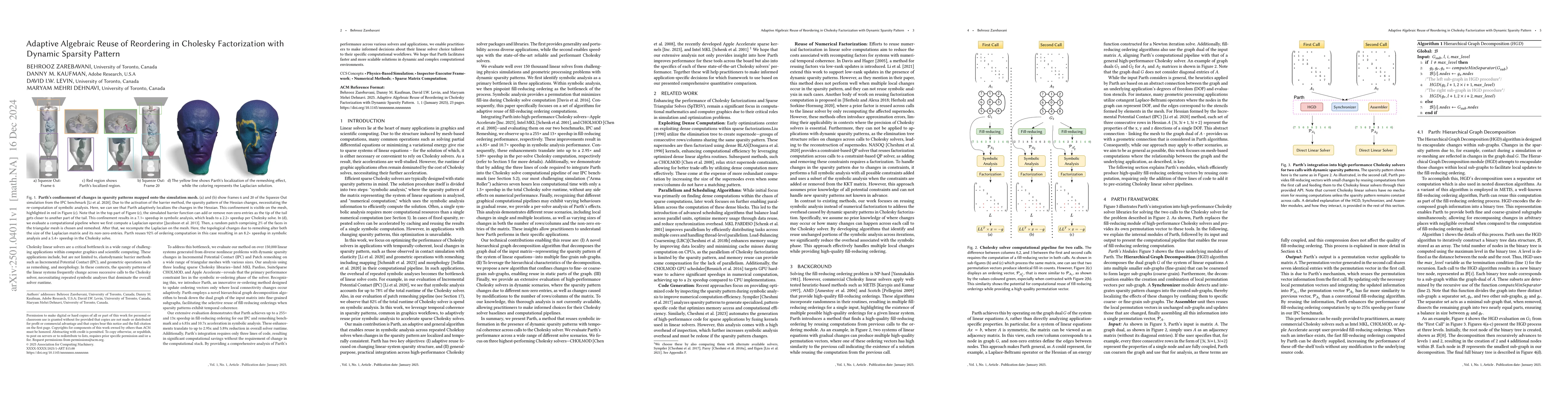 Thumbnail for Adaptive Algebraic Reuse of Reordering in Cholesky Factorization with
  Dynamic Sparsity Pattern