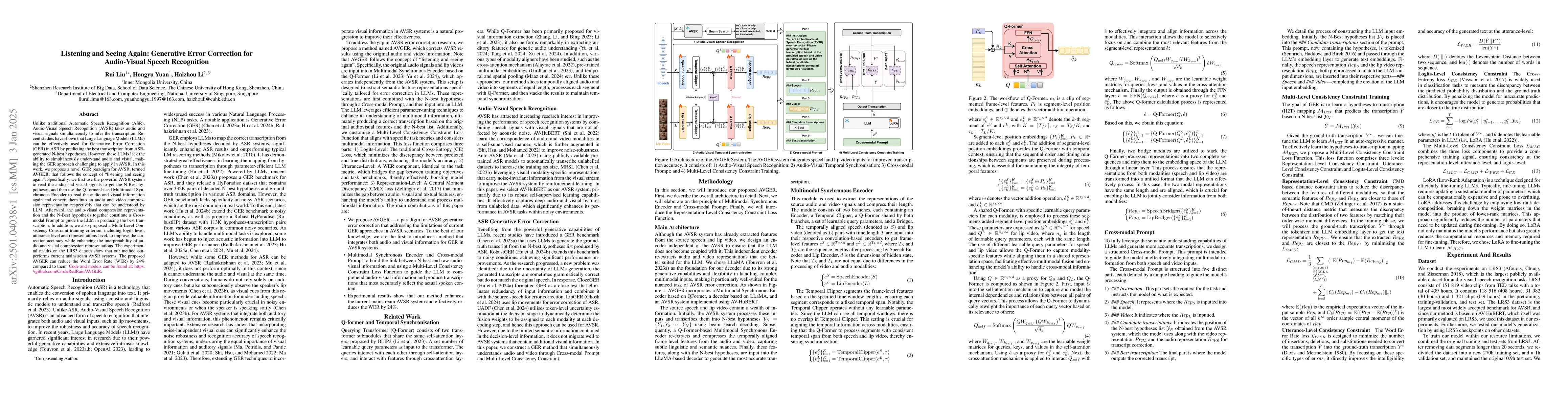 Thumbnail for Listening and Seeing Again: Generative Error Correction for Audio-Visual
  Speech Recognition