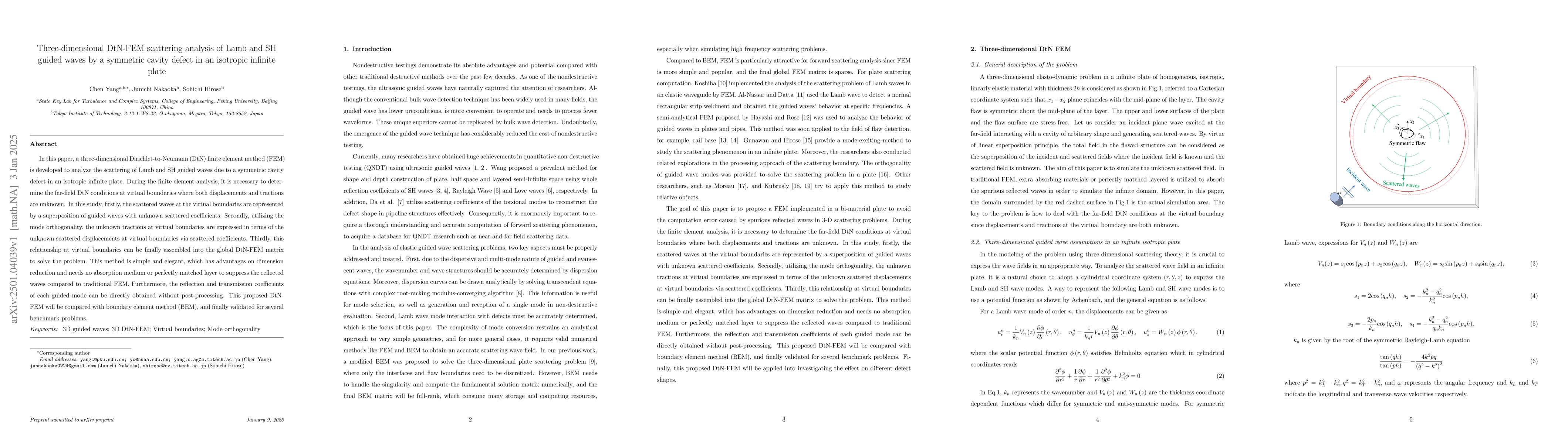 Thumbnail for Three-dimensional DtN-FEM scattering analysis of Lamb and SH guided
  waves by a symmetric cavity defect in an isotropic infinite plate