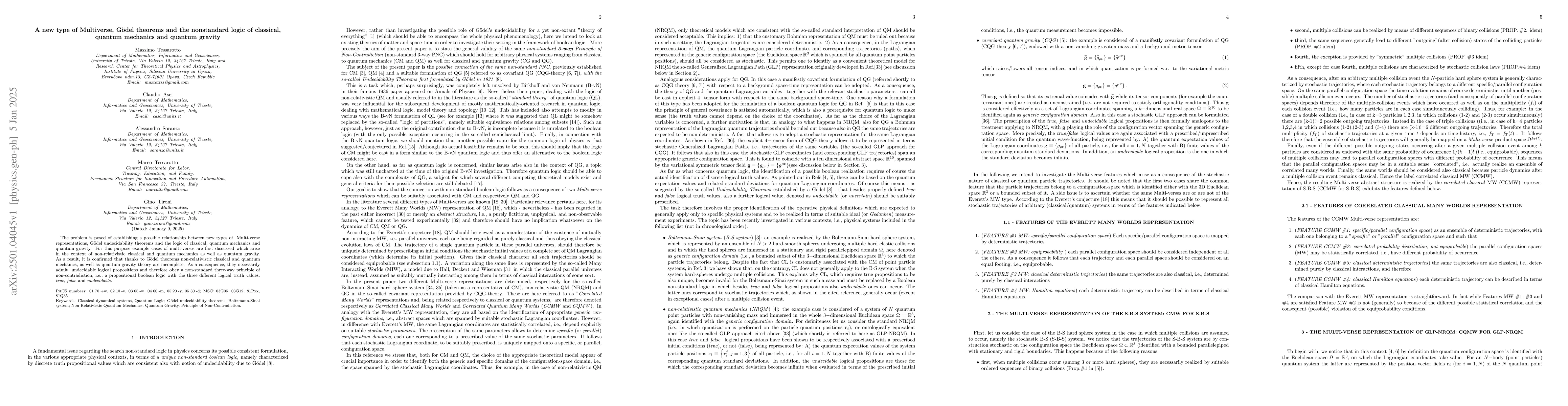 Thumbnail for A new type of Multiverse, Gödel theorems and the nonstandard logic of
  classical, quantum mechanics and quantum gravity