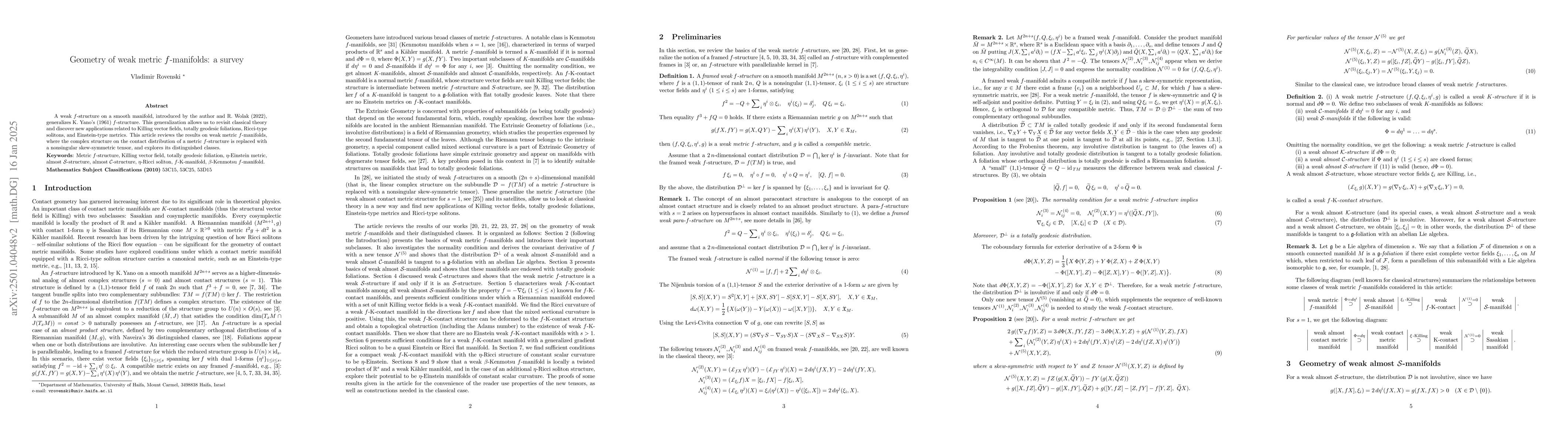 Thumbnail for Geometry of weak metric $f$-manifolds: a survey