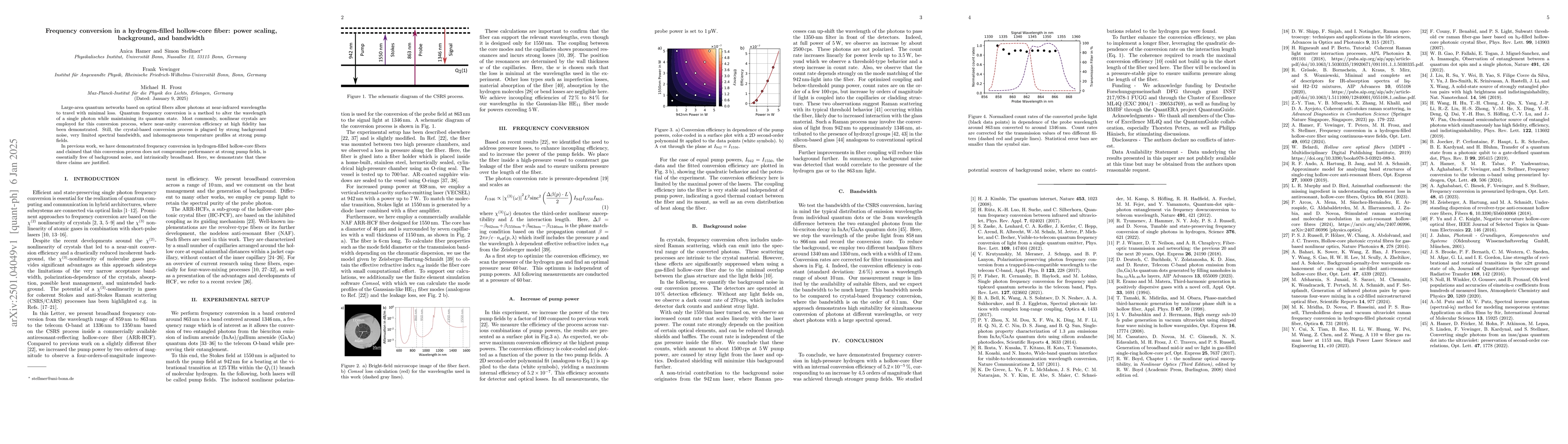 Thumbnail for Frequency conversion in a hydrogen-filled hollow-core fiber: power
  scaling, background, and bandwidth