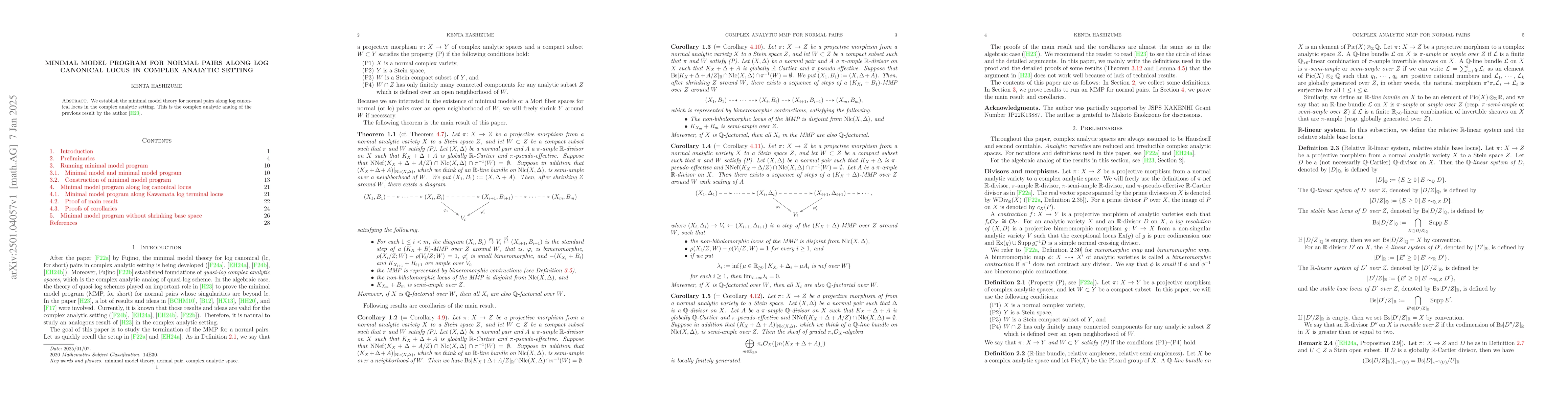 Thumbnail for Minimal model program for normal pairs along log canonical locus in
  complex analytic setting