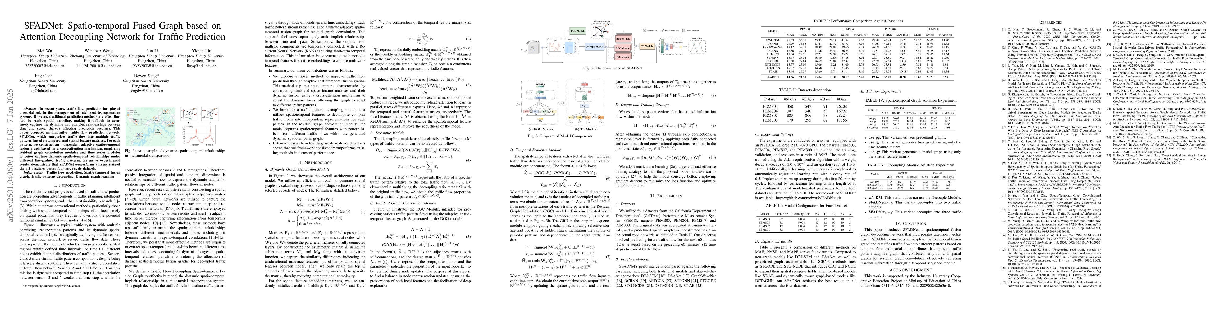 Thumbnail for SFADNet: Spatio-temporal Fused Graph based on Attention Decoupling
  Network for Traffic Prediction