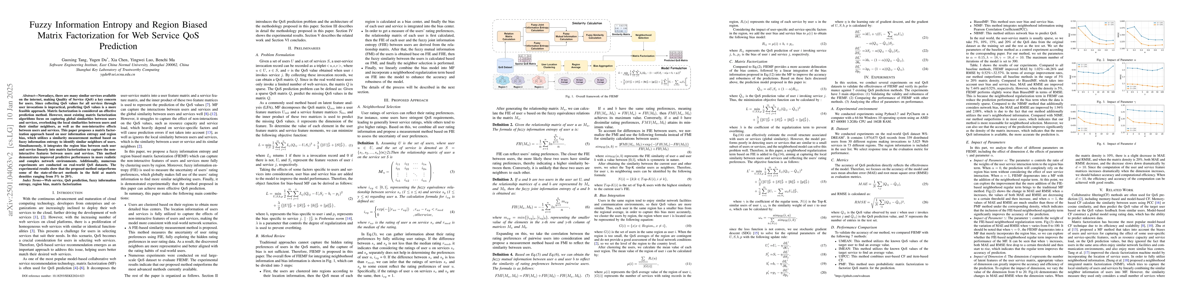 Thumbnail for Fuzzy Information Entropy and Region Biased Matrix Factorization for Web
  Service QoS Prediction