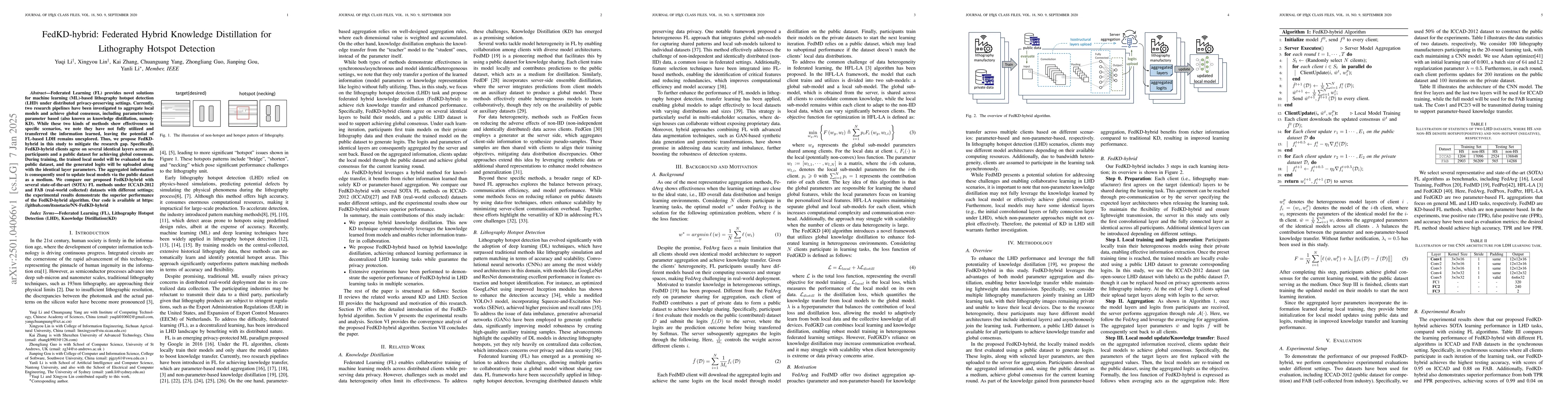 Thumbnail for FedKD-hybrid: Federated Hybrid Knowledge Distillation for Lithography
  Hotspot Detection