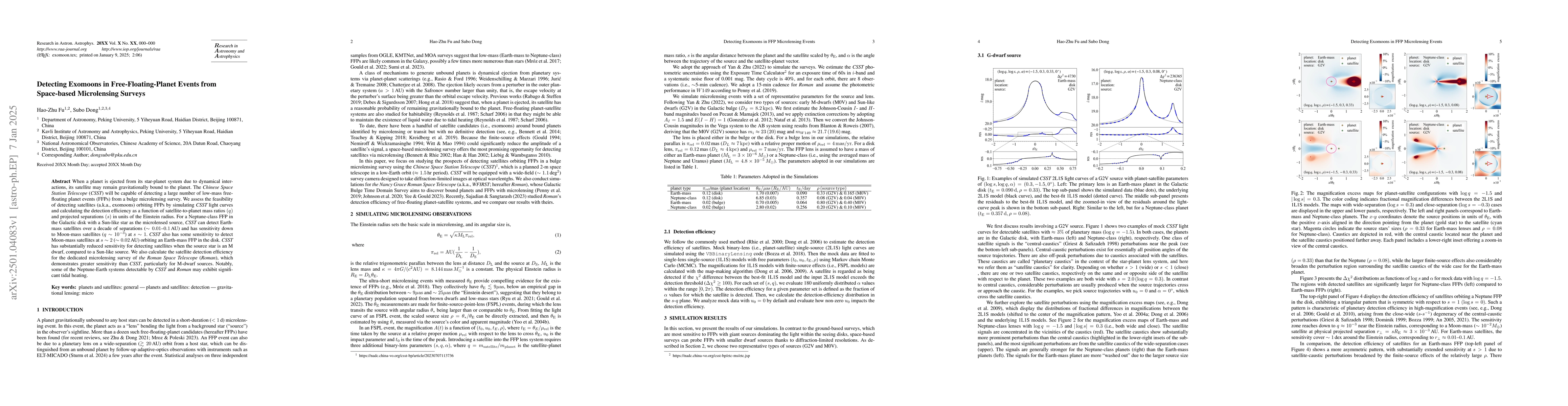 Thumbnail for Detecting Exomoons in Free-Floating-Planet Events from Space-based
  Microlensing Surveys