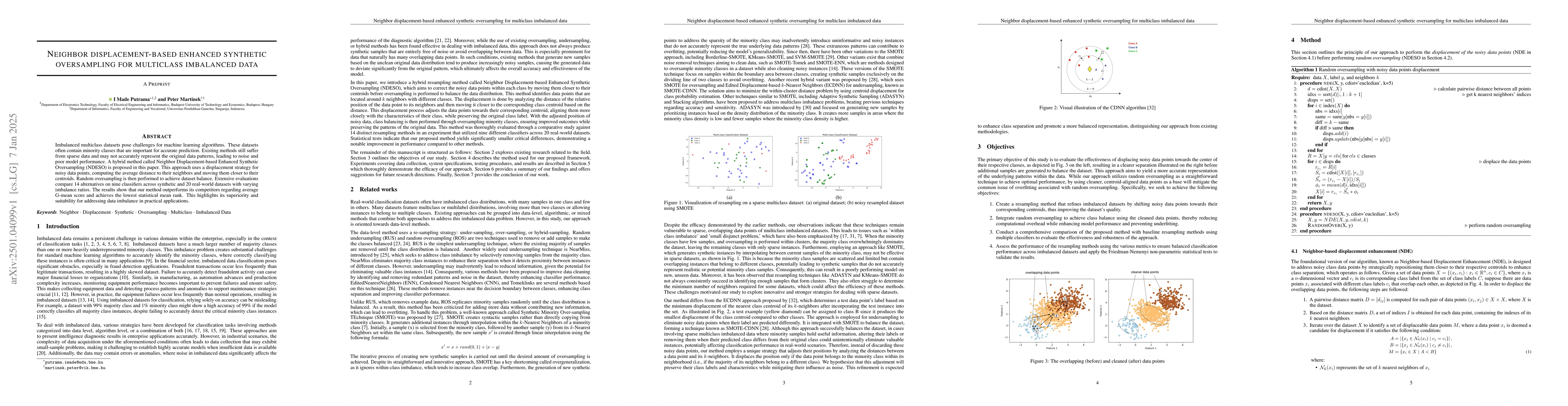 Thumbnail for Neighbor displacement-based enhanced synthetic oversampling for
  multiclass imbalanced data