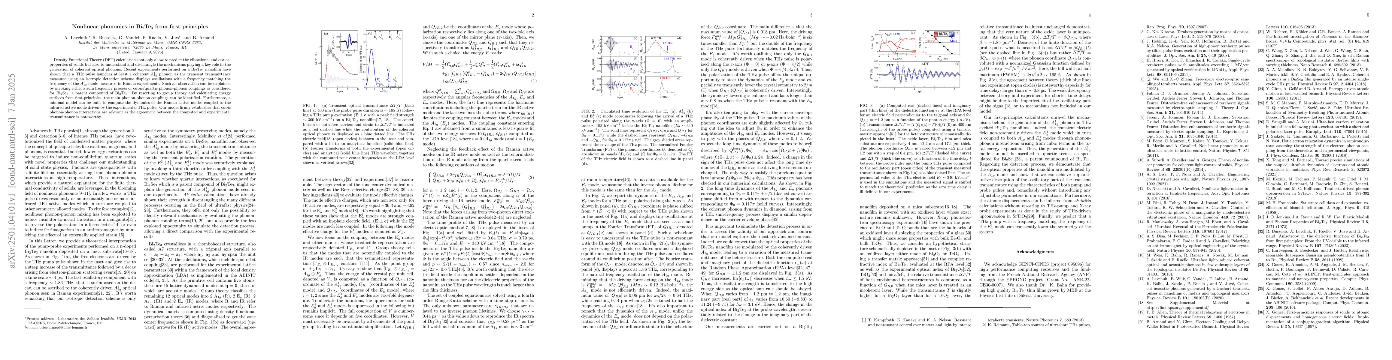 Thumbnail for Nonlinear phononics in Bi$_2$Te$_3$ from first-principles