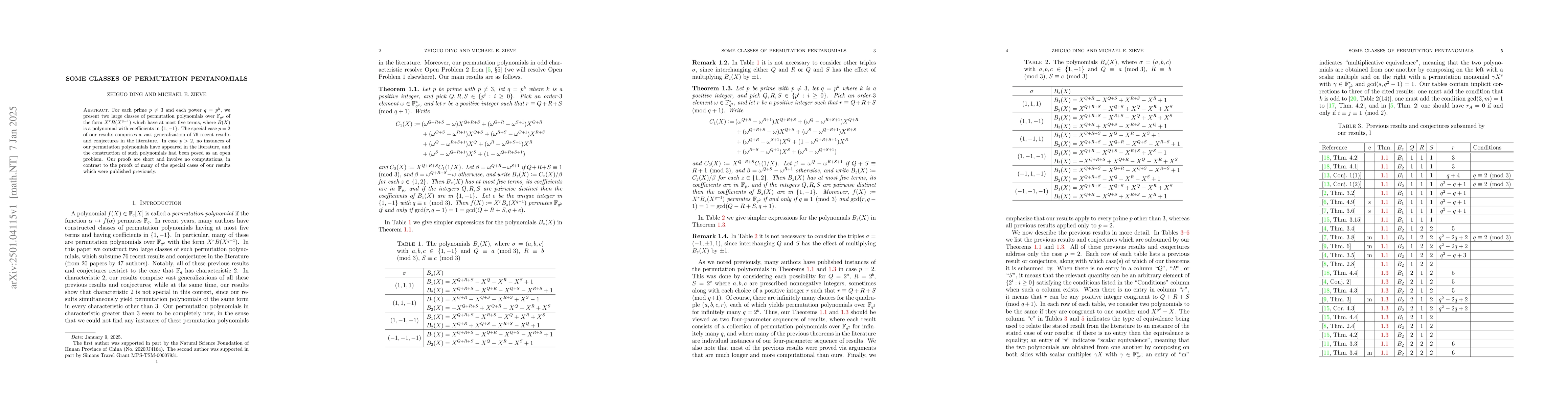 Thumbnail for Some classes of permutation pentanomials