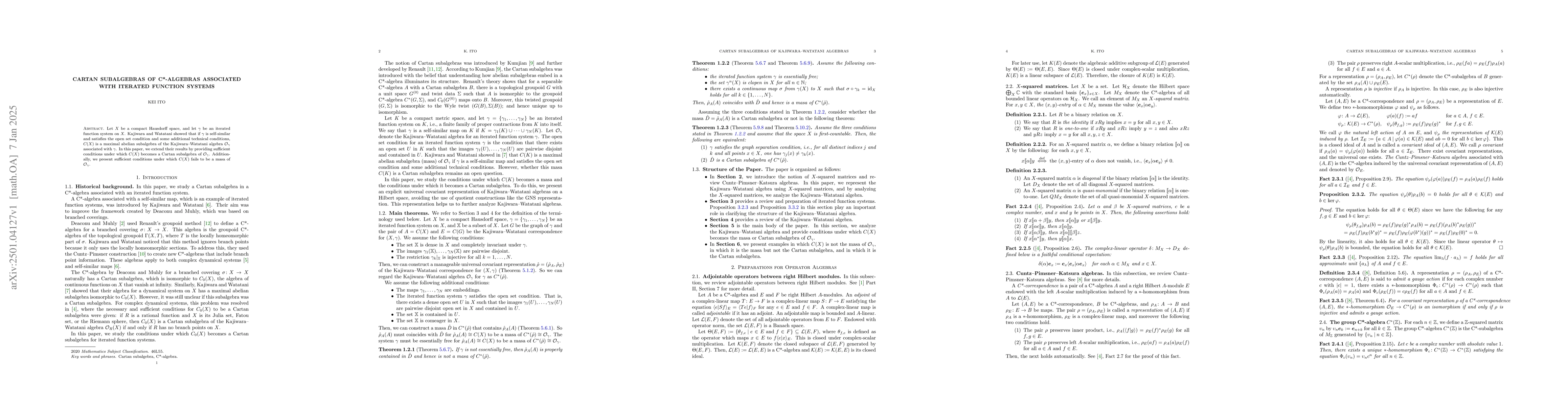 Thumbnail for Cartan subalgebras of C*-algebras associated with iterated function
  systems