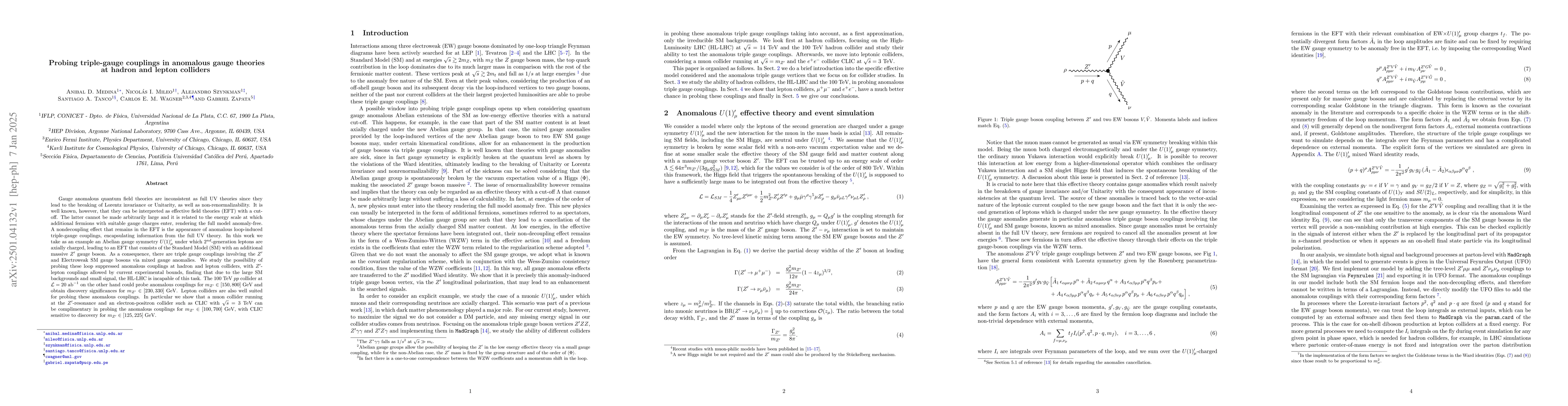 Thumbnail for Probing triple-gauge couplings in anomalous gauge theories at hadron and
  lepton colliders