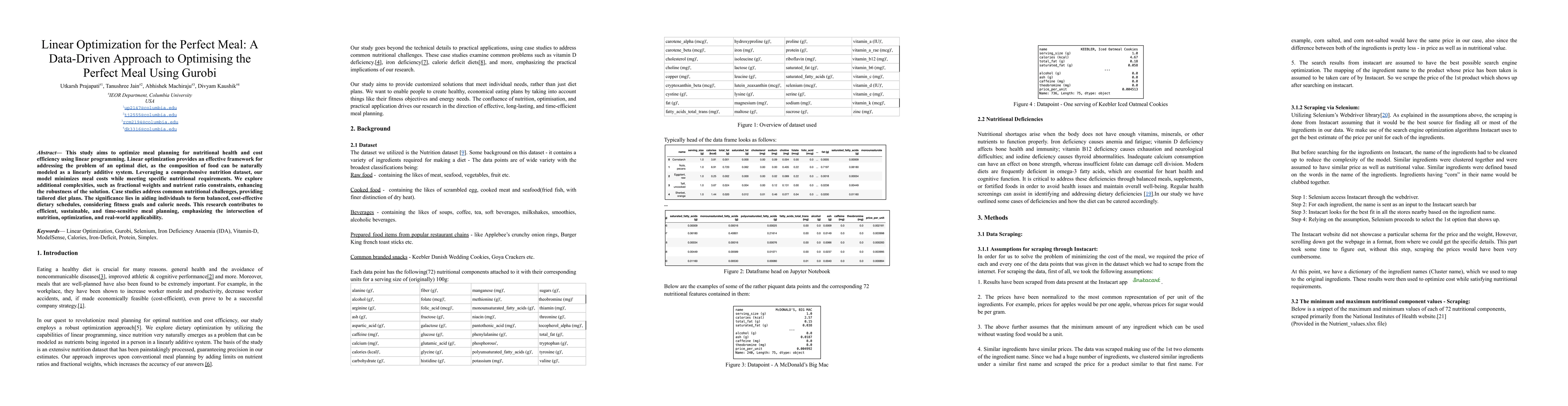 Thumbnail for Linear Optimization for the Perfect Meal: A Data-Driven Approach to
  Optimising the Perfect Meal Using Gurobi