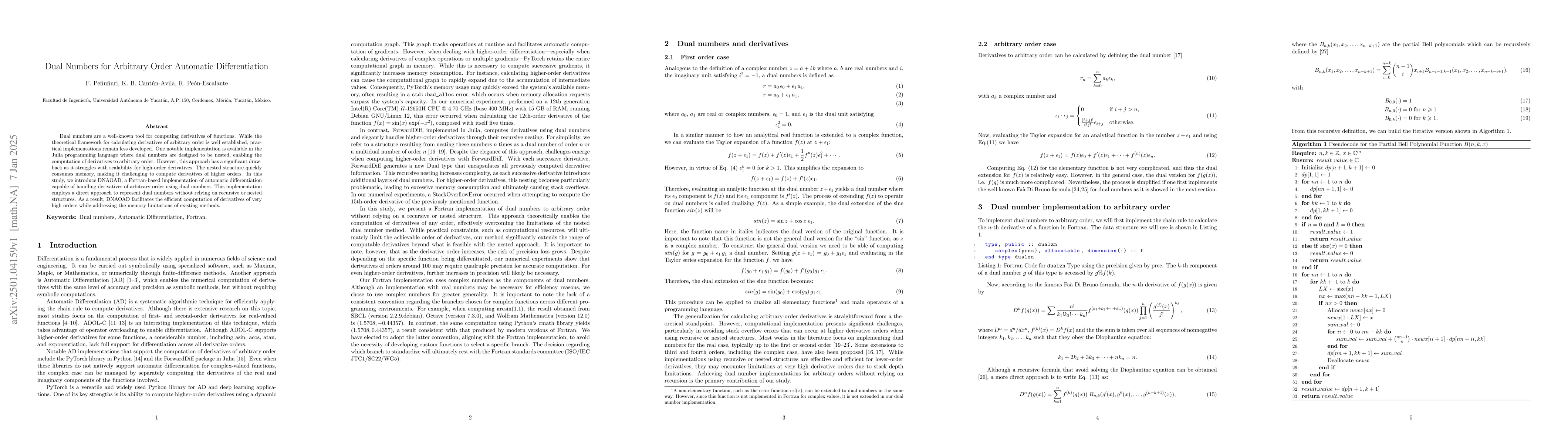 Thumbnail for Dual Numbers for Arbitrary Order Automatic Differentiation