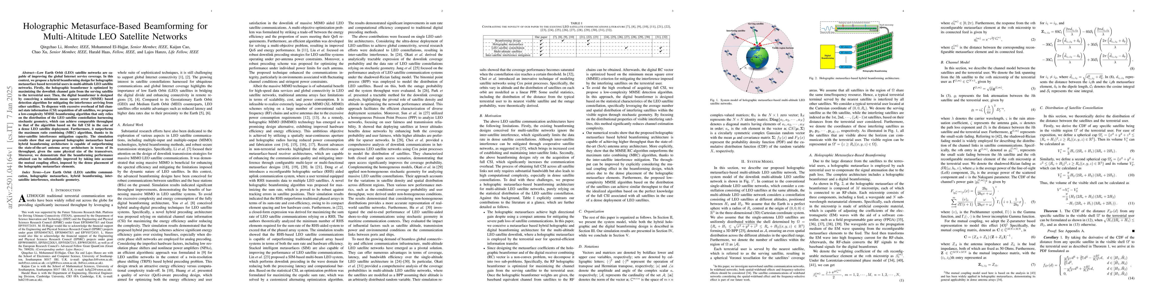 Thumbnail for Holographic Metasurface-Based Beamforming for Multi-Altitude LEO
  Satellite Networks