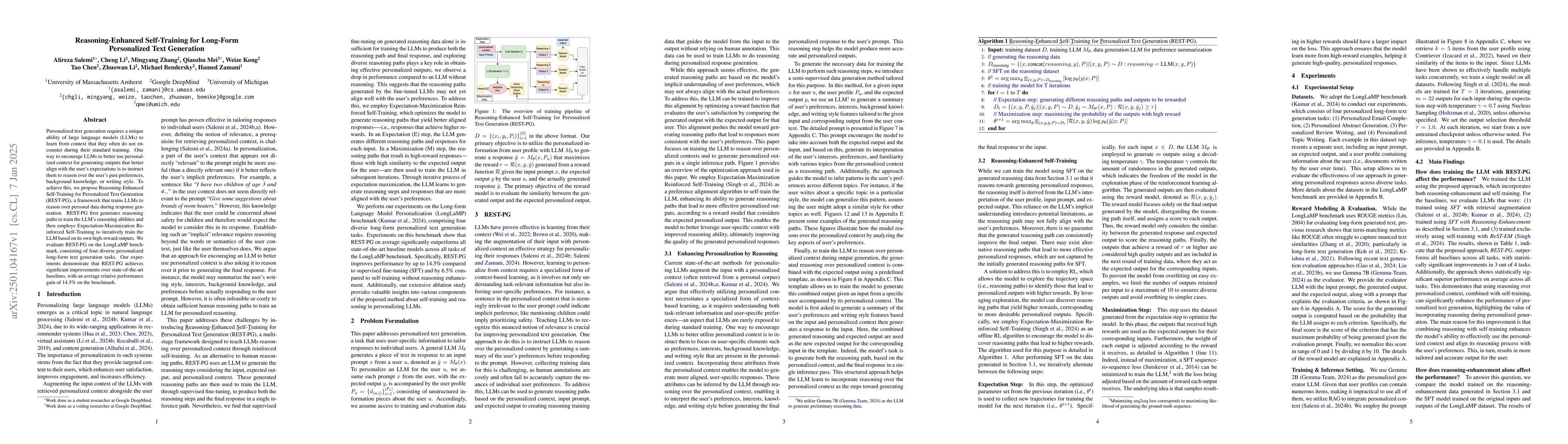 Thumbnail for Reasoning-Enhanced Self-Training for Long-Form Personalized Text
  Generation