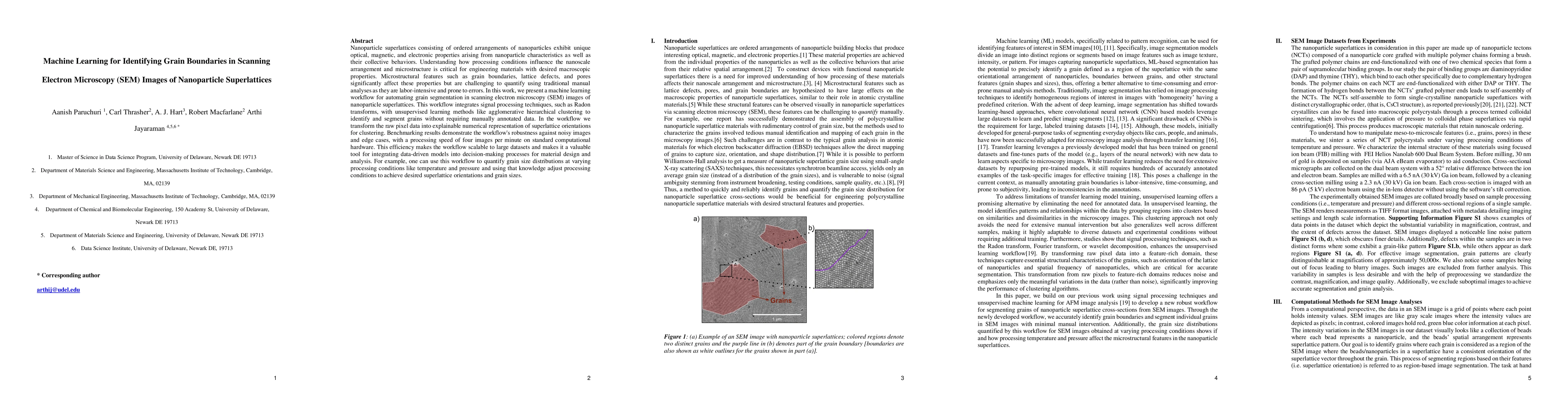 Thumbnail for Machine Learning for Identifying Grain Boundaries in Scanning Electron
  Microscopy (SEM) Images of Nanoparticle Superlattices